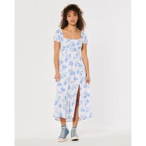 Hollister floral White Blue Midi Sundress‎ small